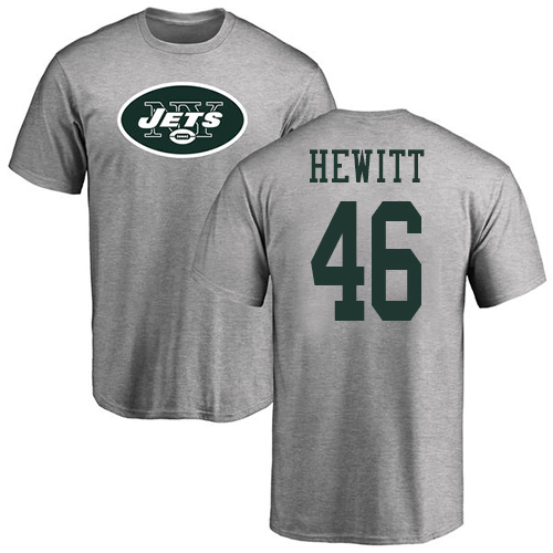 New York Jets Men Ash Neville Hewitt Name and Number Logo NFL Football #46 T Shirt->new york jets->NFL Jersey